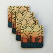 Trees at sunset coasters