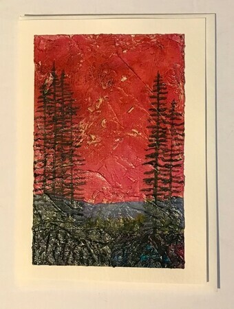 Red sky trees